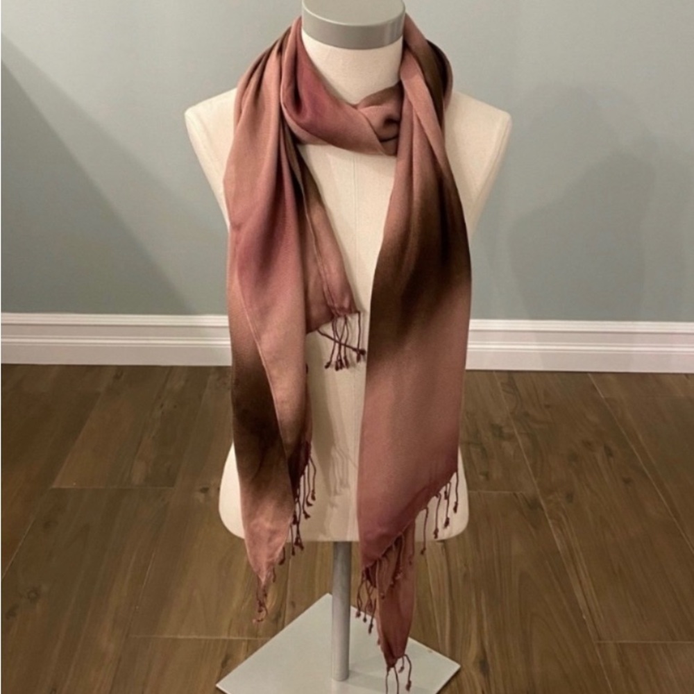 Tie dye fringe scarf - berry/maroon/burgundy